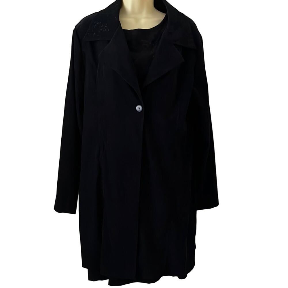 Victoria Moon Vintage Dark Navy Blue 2 Piece Dress and Coat Woman Size 14